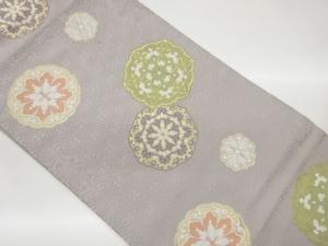 菱に華文模様織出し名古屋帯